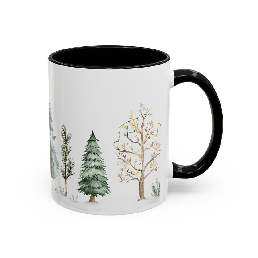 Watercolor Winter Trees Accent Coffee Mug — 11/15oz