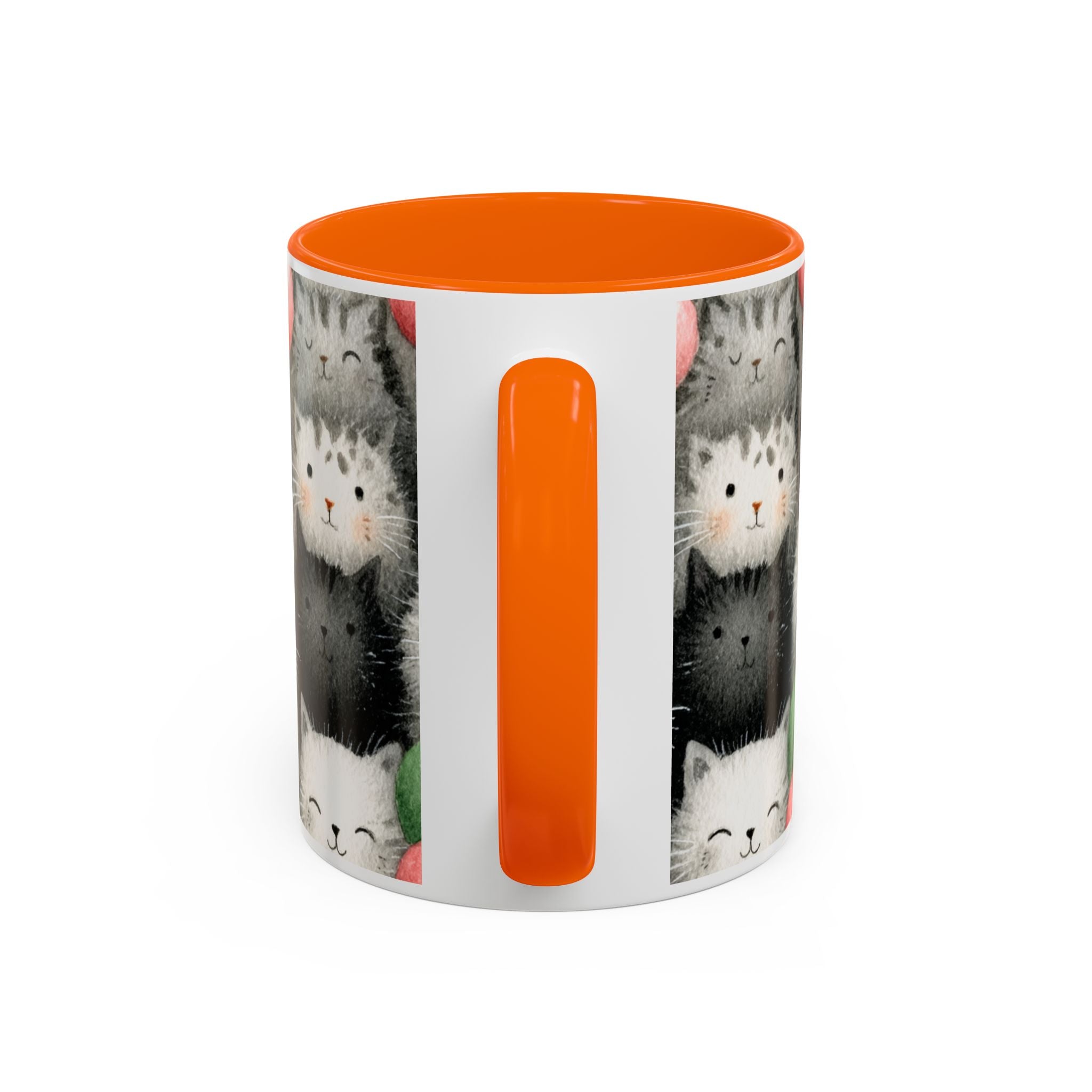 Cute Cat Pattern Accent Coffee Mug — Happy Kittens with Balloons (11/15 oz)