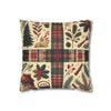 Rustic Holiday Plaid Pillowcase — Winter Woodland Faux Suede Throw Pillow Cover