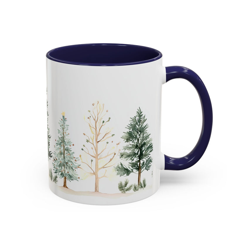 Pine Forest Accent Coffee Mug — Watercolor Christmas Trees (11/15oz)