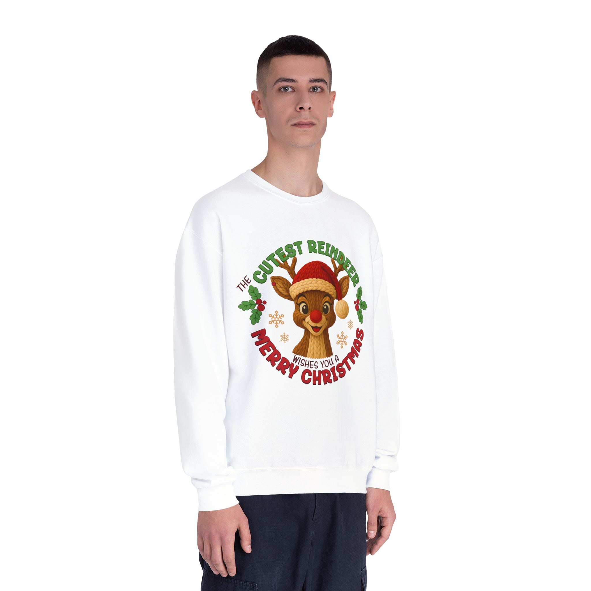 Cute Reindeer Merry Christmas Crewneck Sweatshirt