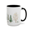 Watercolor Winter Trees Accent Coffee Mug — 11/15oz
