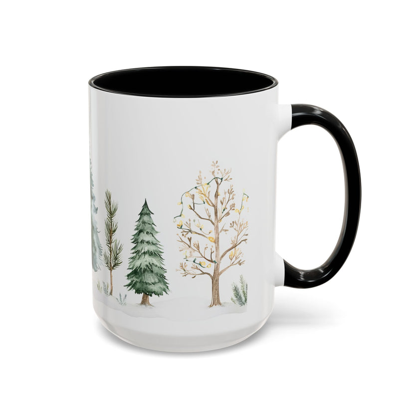 Watercolor Winter Trees Accent Coffee Mug — 11/15oz