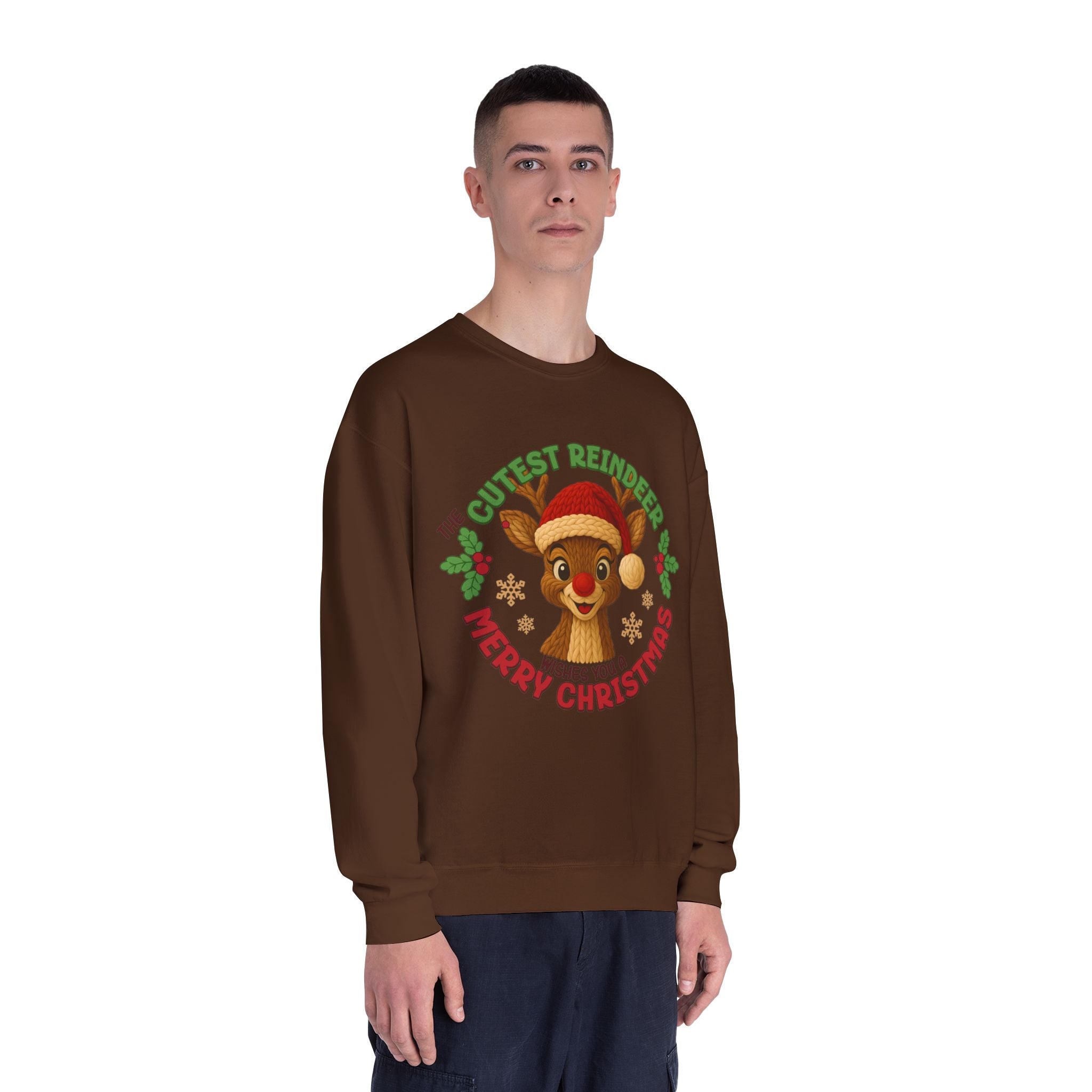 Cute Reindeer Merry Christmas Crewneck Sweatshirt