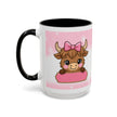 Cute Highland Cow Coffee Mug — Pink Accent Mug with Bow (11/15oz)