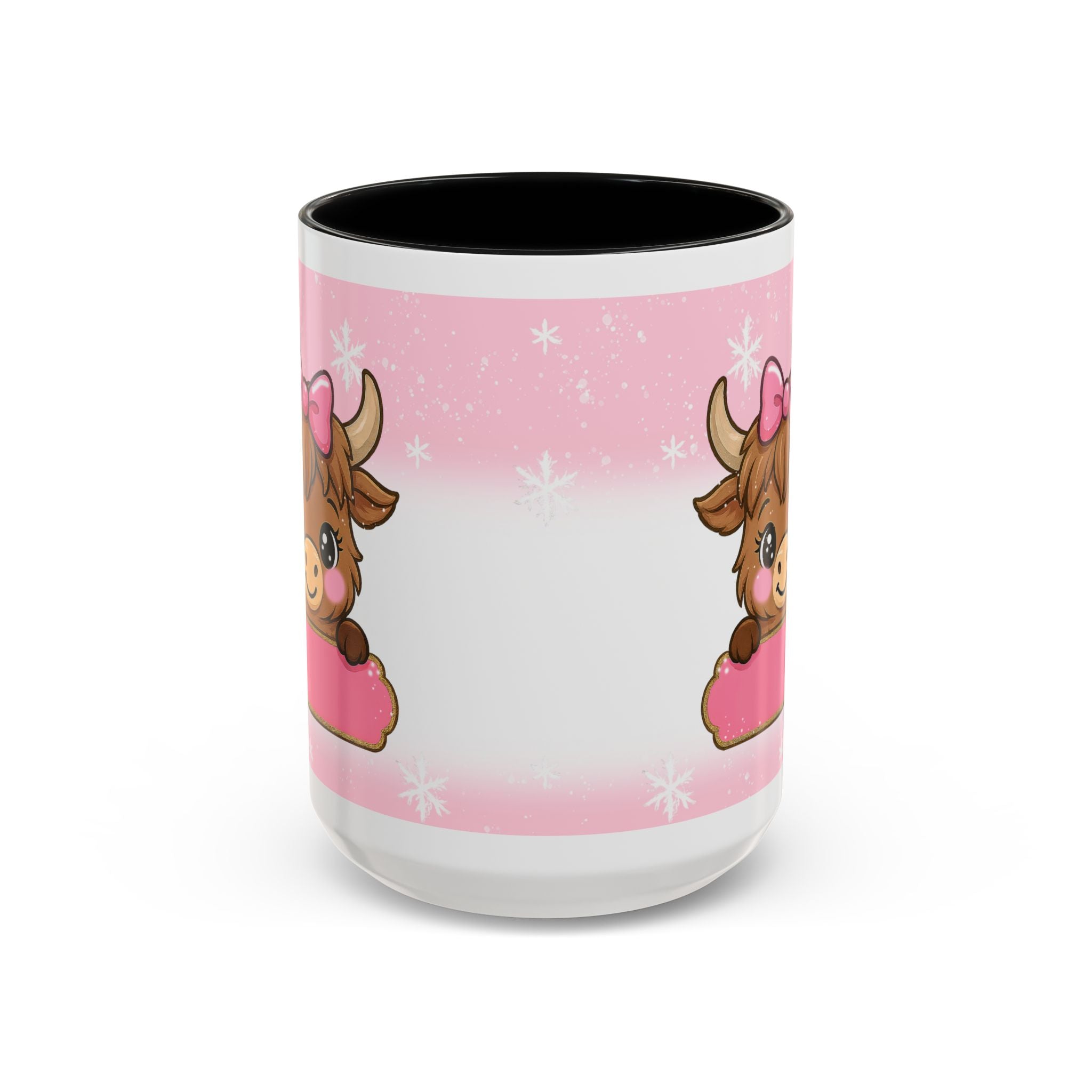 Cute Highland Cow Coffee Mug — Pink Accent Mug with Bow (11/15oz)