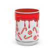 Candy Cane Accent Coffee Mug — Red Drip Holiday Peppermint Design (11/15oz)