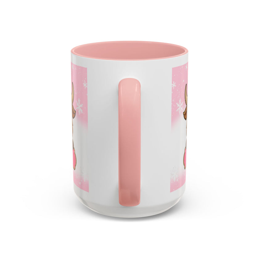 Cute Highland Cow Coffee Mug — Pink Accent Mug with Bow (11/15oz)