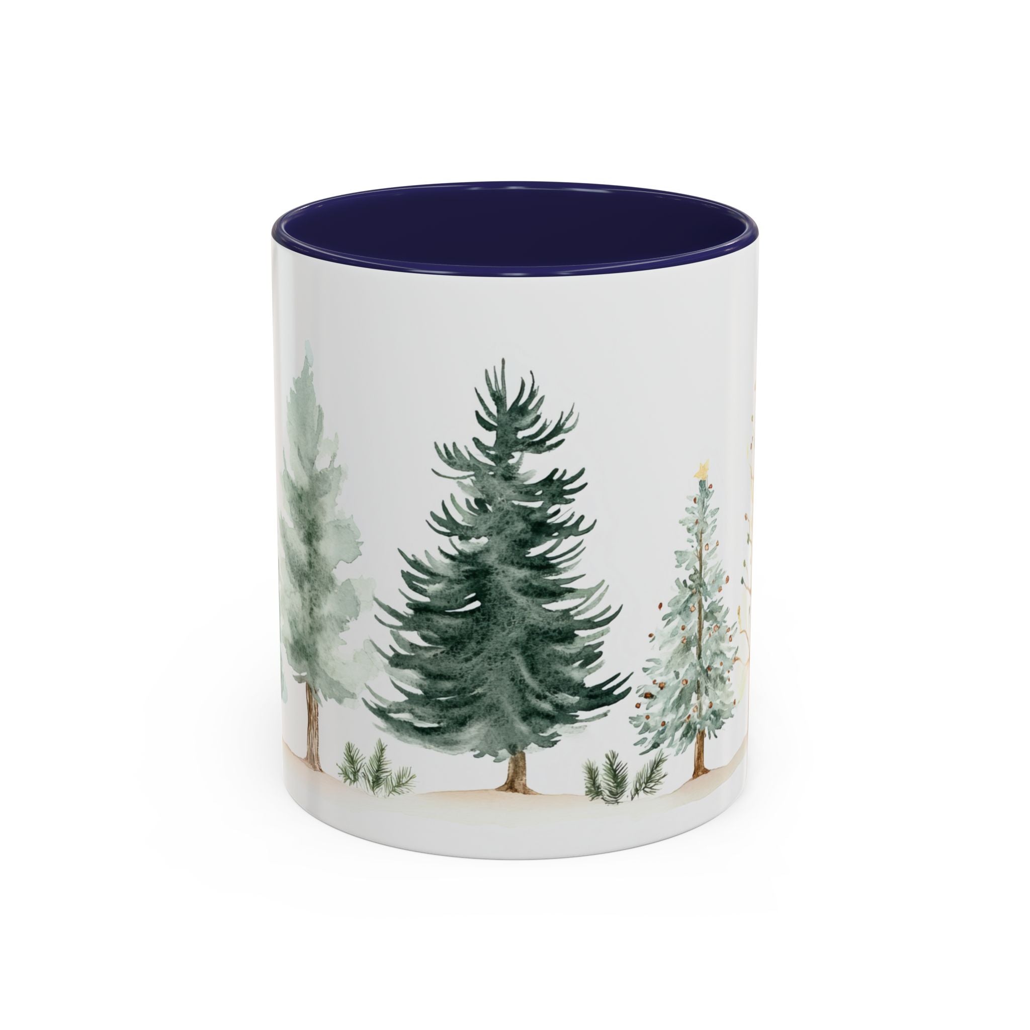 Pine Forest Accent Coffee Mug — Watercolor Christmas Trees (11/15oz)