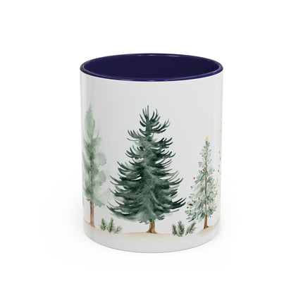 Pine Forest Accent Coffee Mug — Watercolor Christmas Trees (11/15oz)