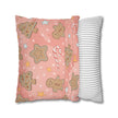 Gingerbread Cookies Pink Holiday Throw Pillow Cover — Faux Suede Square Pillowcase