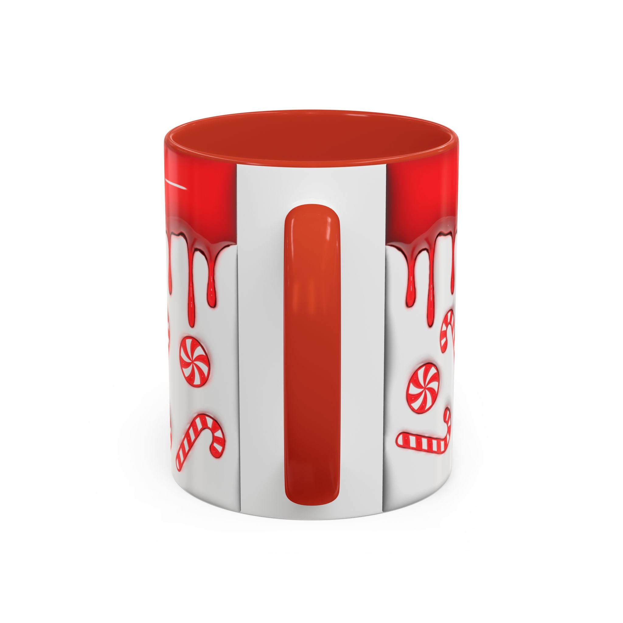 Candy Cane Accent Coffee Mug — Red Drip Holiday Peppermint Design (11/15oz)