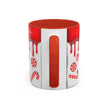 Candy Cane Accent Coffee Mug — Red Drip Holiday Peppermint Design (11/15oz)