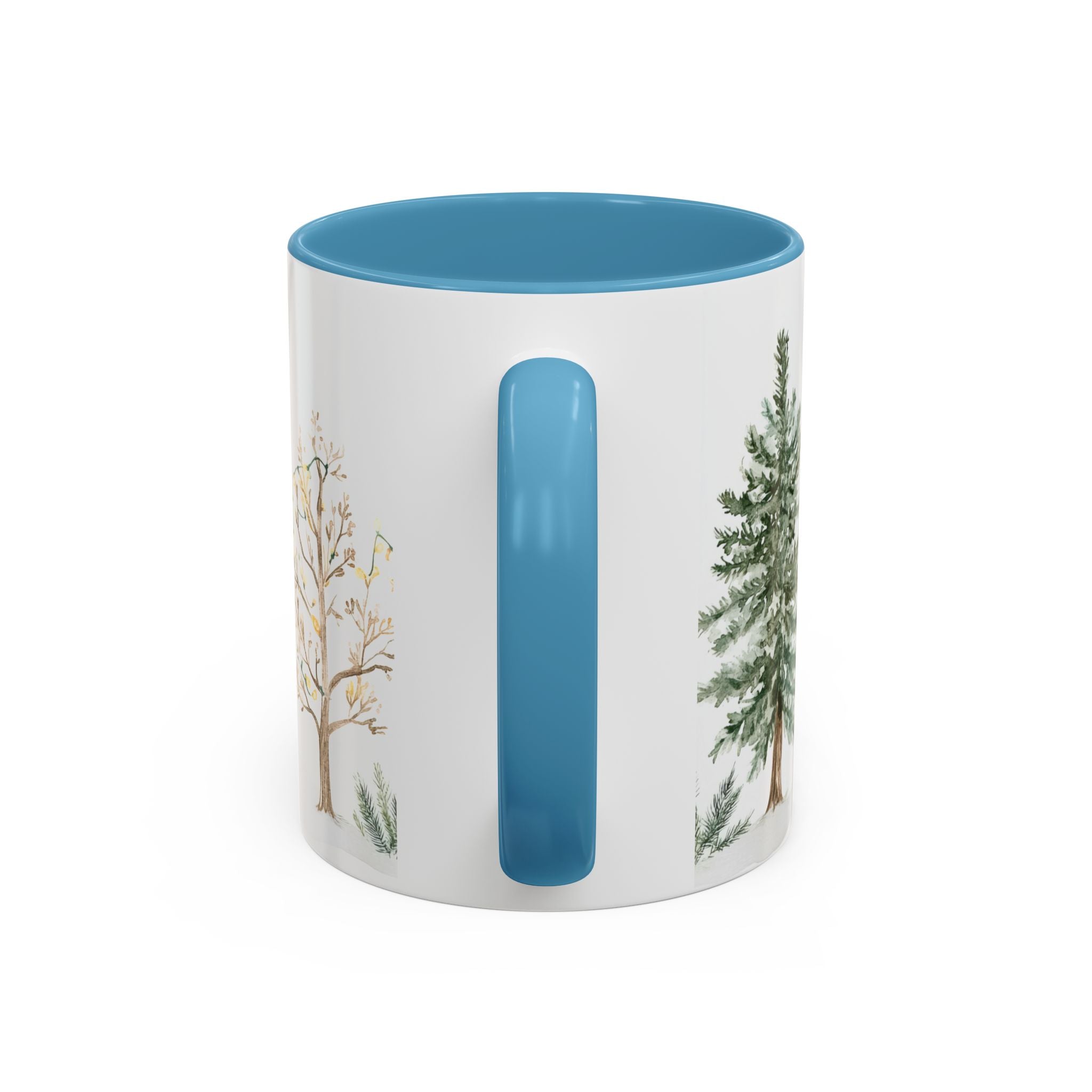 Watercolor Winter Trees Accent Coffee Mug — 11/15oz