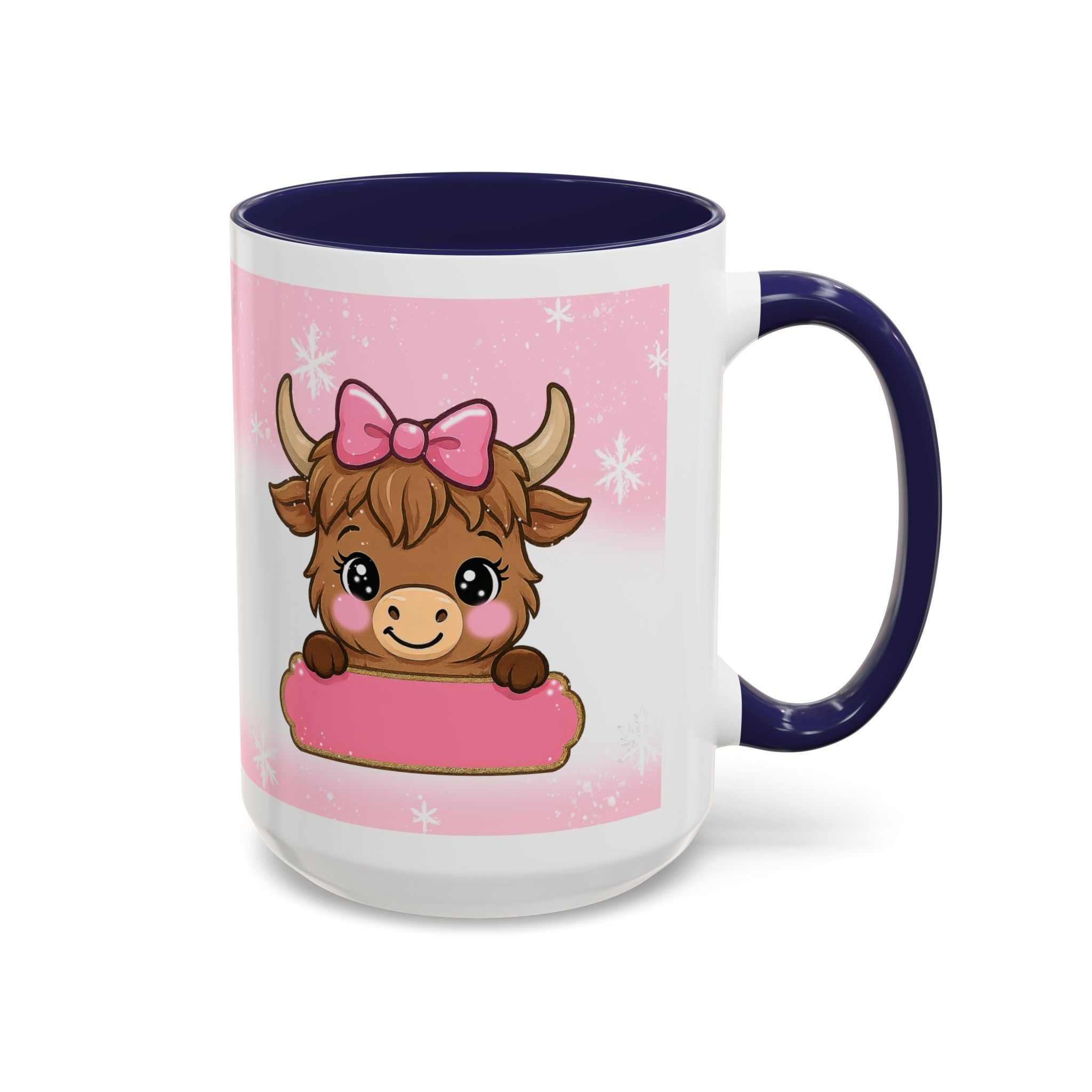 Cute Highland Cow Coffee Mug — Pink Accent Mug with Bow (11/15oz)