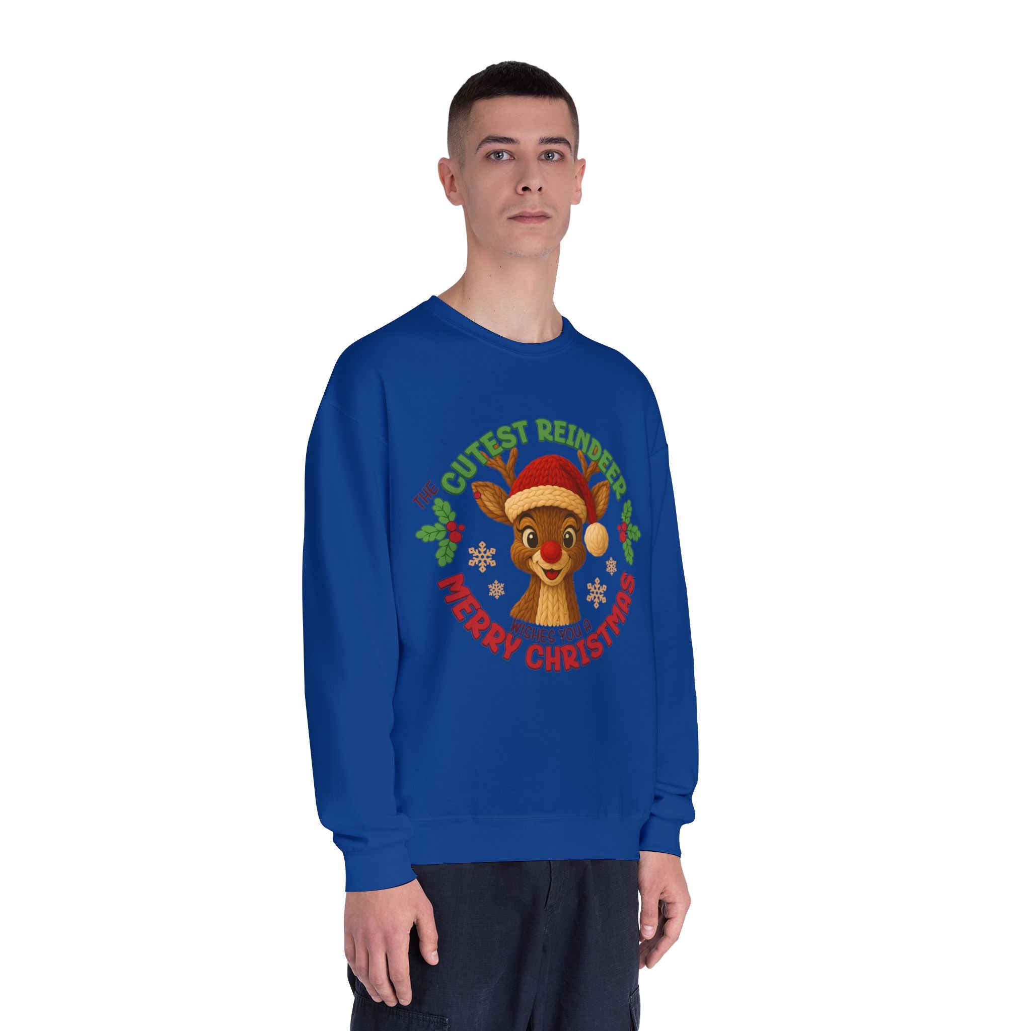 Cute Reindeer Merry Christmas Crewneck Sweatshirt