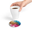 Abstract Marble Ceramic Coaster — Colorful Fluid Art Drink Coaster