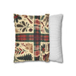 Rustic Holiday Plaid Pillowcase — Winter Woodland Faux Suede Throw Pillow Cover