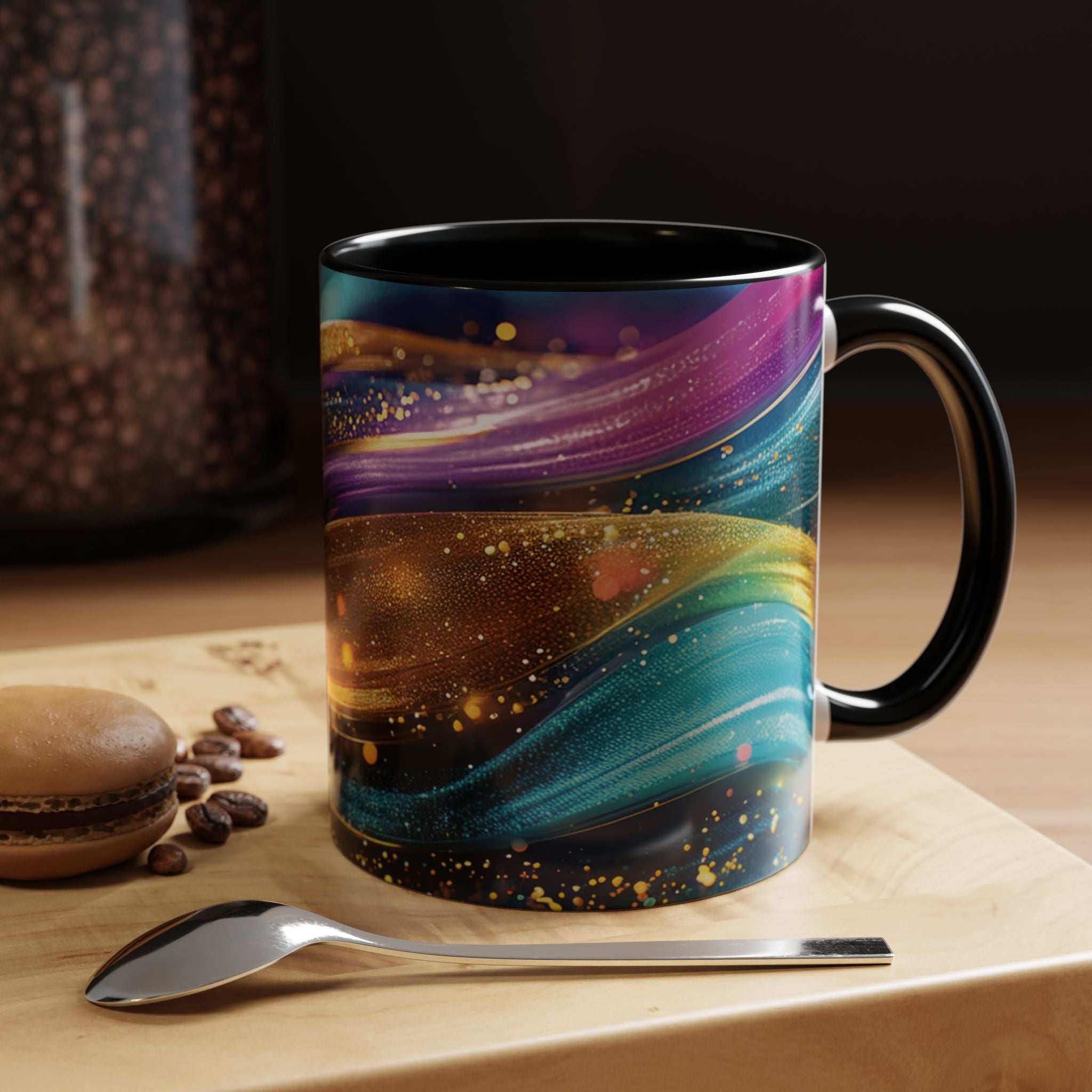 Abstract Gold & Jewel-Tone Accent Coffee Mug (11/15oz)