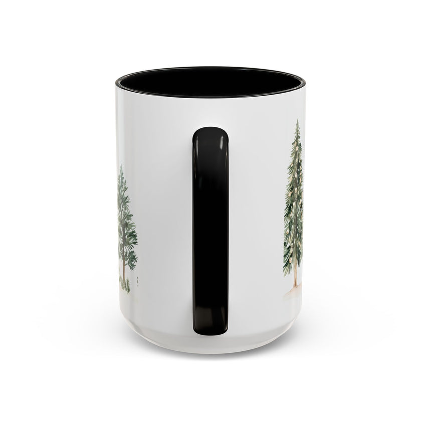 Pine Forest Accent Coffee Mug — Watercolor Christmas Trees (11/15oz)