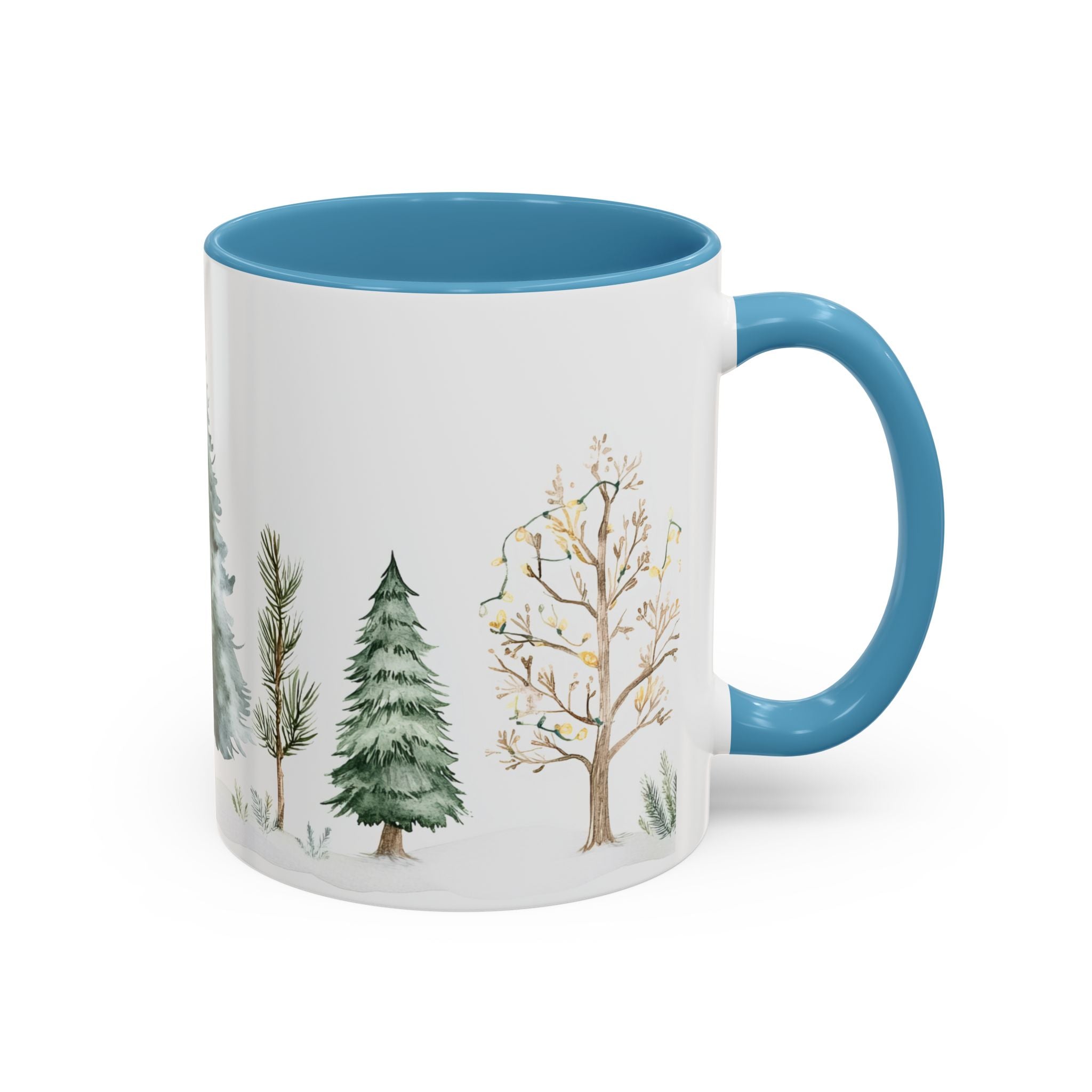 Watercolor Winter Trees Accent Coffee Mug — 11/15oz