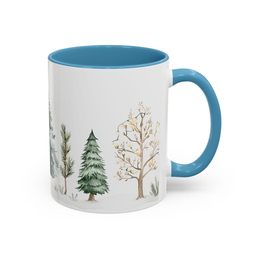 Watercolor Winter Trees Accent Coffee Mug — 11/15oz