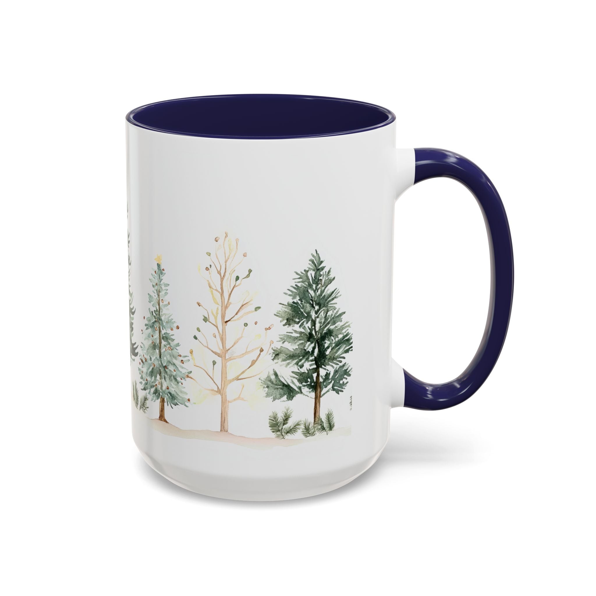 Pine Forest Accent Coffee Mug — Watercolor Christmas Trees (11/15oz)