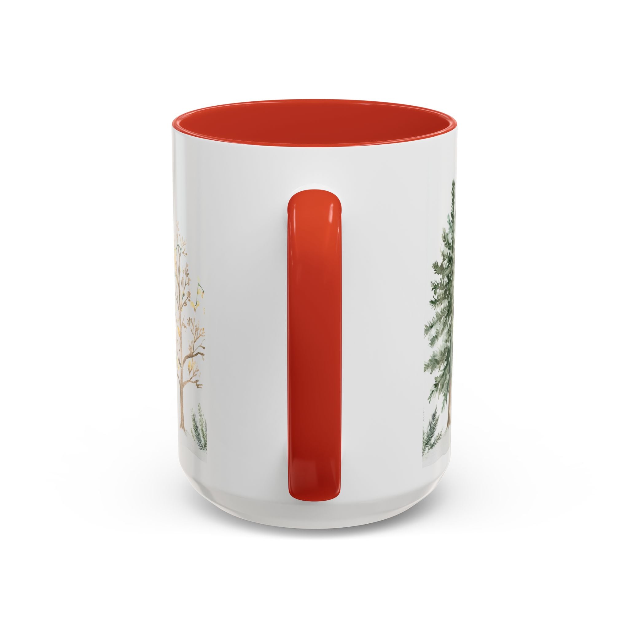 Watercolor Winter Trees Accent Coffee Mug — 11/15oz
