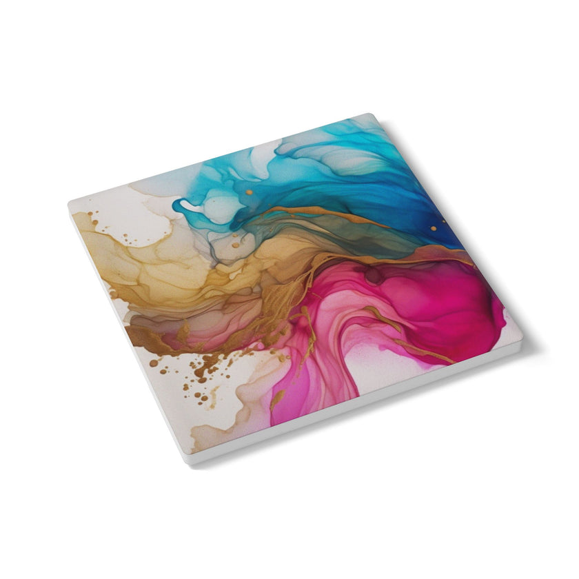 Abstract Alcohol Ink Ceramic Coaster - Colorful Marble Art Drink Coaster