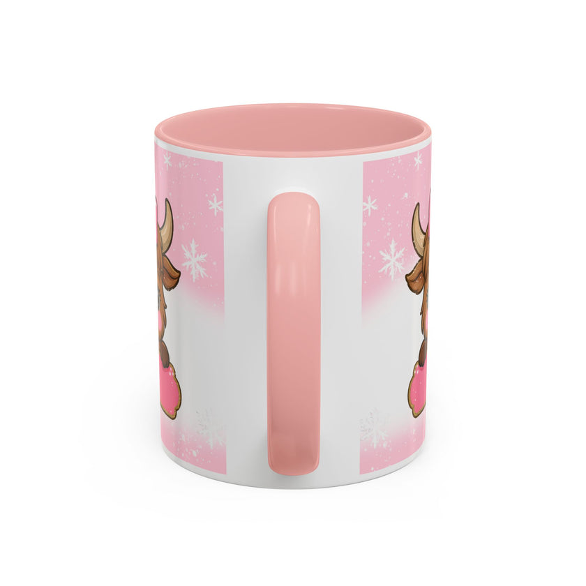 Cute Highland Cow Coffee Mug — Pink Accent Mug with Bow (11/15oz)