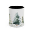Watercolor Winter Trees Accent Coffee Mug — 11/15oz
