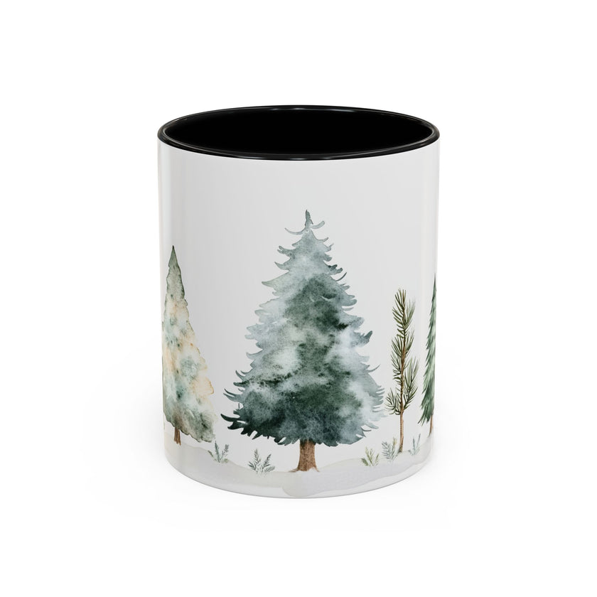 Watercolor Winter Trees Accent Coffee Mug — 11/15oz
