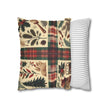 Rustic Holiday Plaid Pillowcase — Winter Woodland Faux Suede Throw Pillow Cover