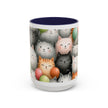 Cute Cat Pattern Accent Coffee Mug — Happy Kittens with Balloons (11/15 oz)