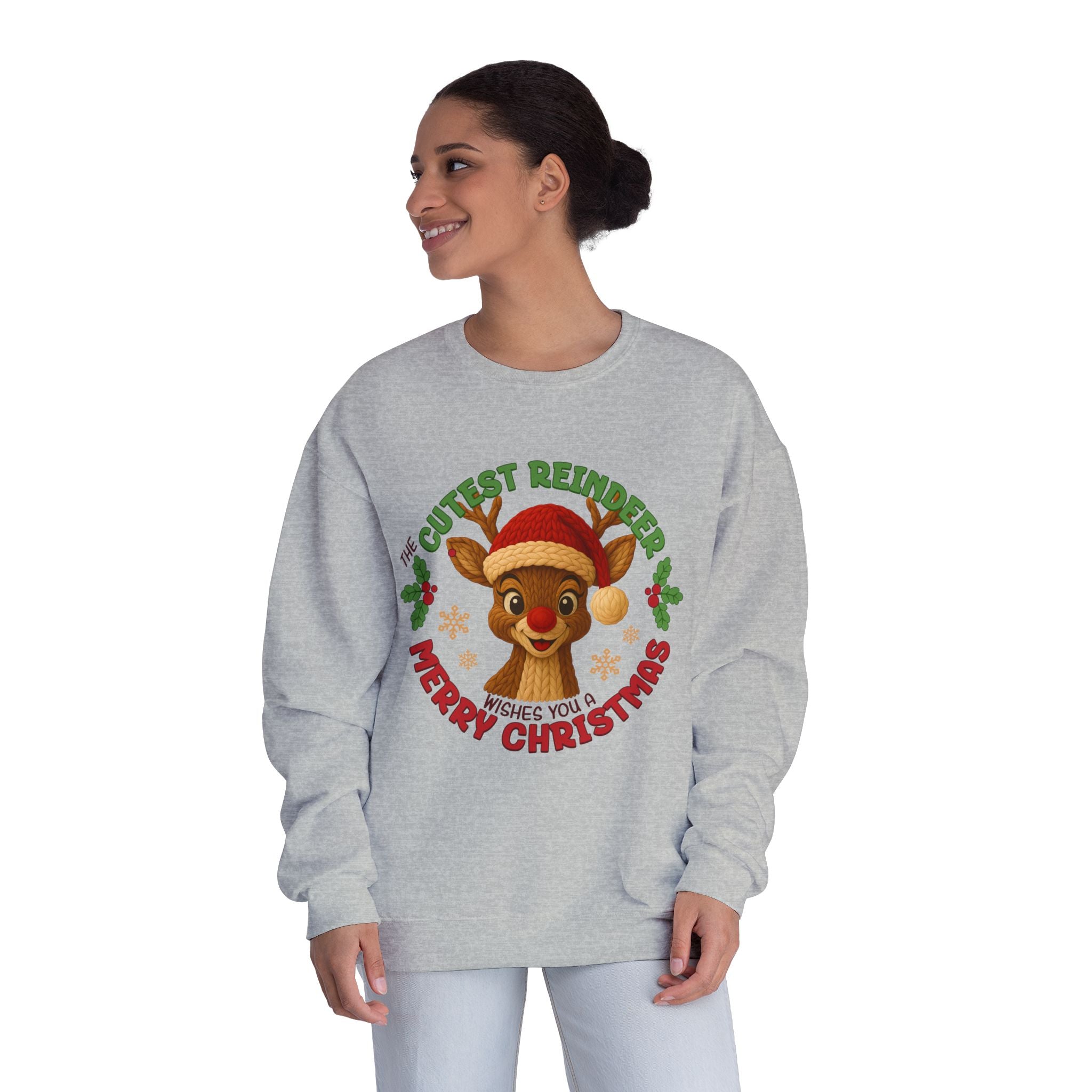 Cute Reindeer Merry Christmas Crewneck Sweatshirt