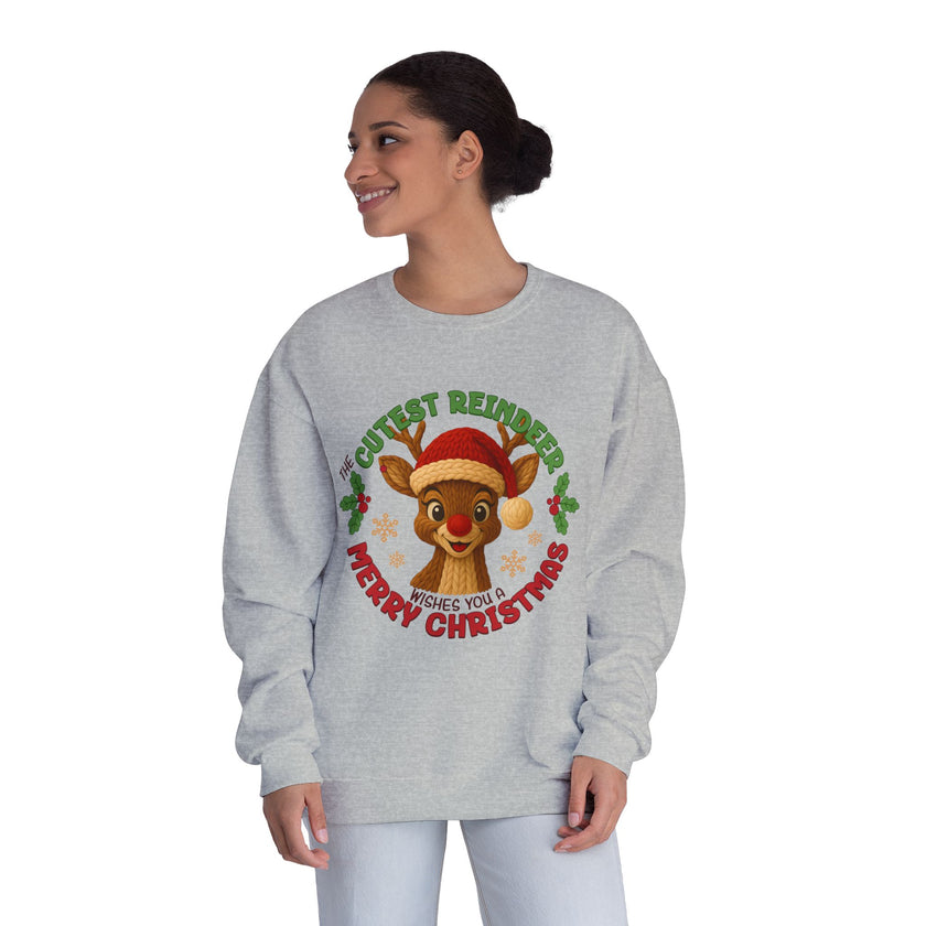 Cute Reindeer Merry Christmas Crewneck Sweatshirt