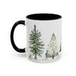 Watercolor Winter Trees Accent Coffee Mug — 11/15oz