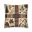 Rustic Holiday Plaid Pillowcase — Winter Woodland Faux Suede Throw Pillow Cover
