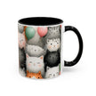 Cute Cat Pattern Accent Coffee Mug — Happy Kittens with Balloons (11/15 oz)