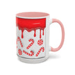 Candy Cane Accent Coffee Mug — Red Drip Holiday Peppermint Design (11/15oz)