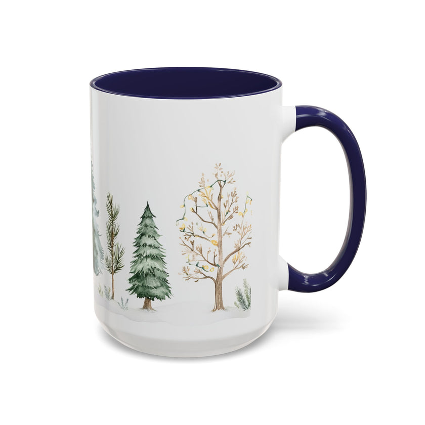 Watercolor Winter Trees Accent Coffee Mug — 11/15oz