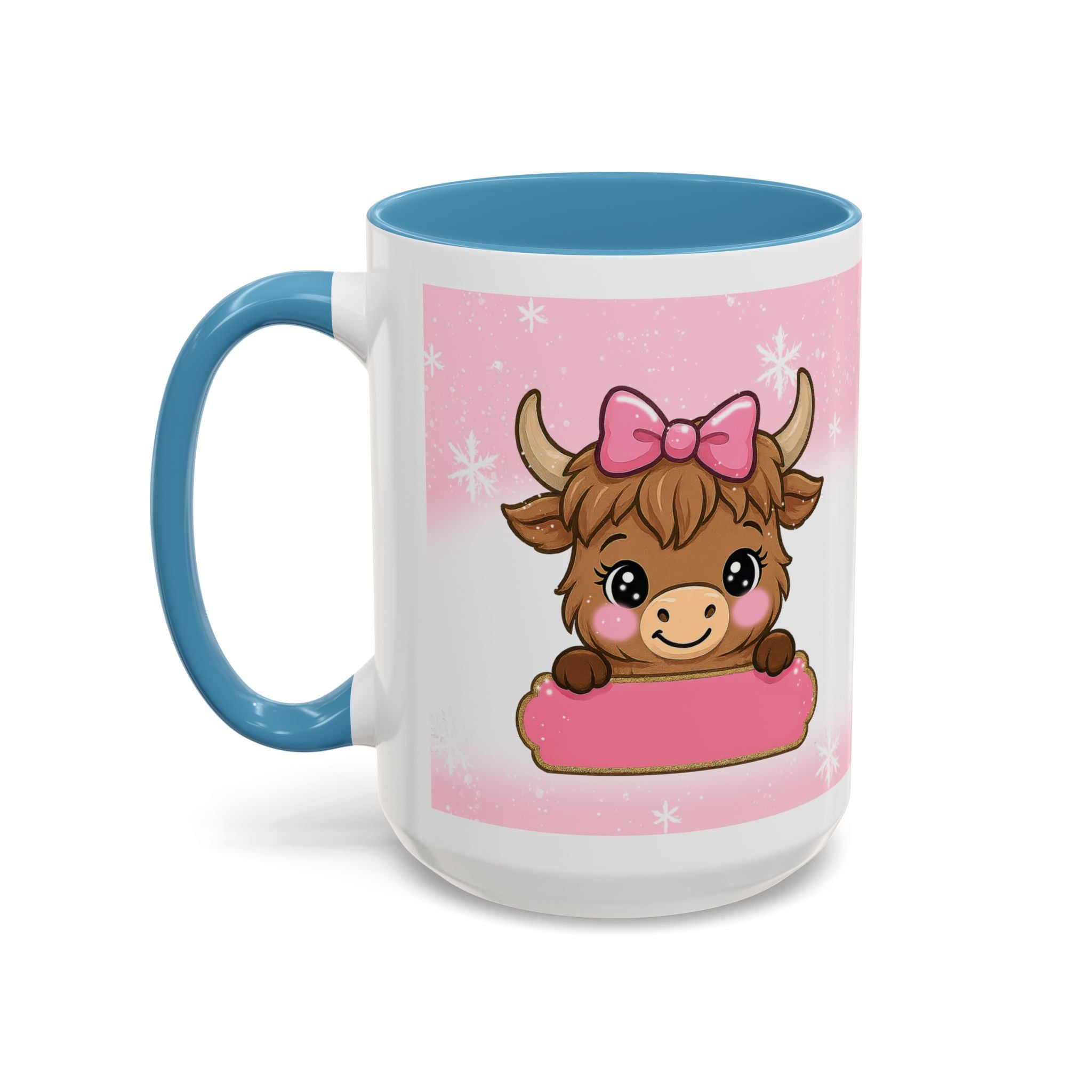 Cute Highland Cow Coffee Mug — Pink Accent Mug with Bow (11/15oz)