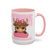 Cute Highland Cow Coffee Mug — Pink Accent Mug with Bow (11/15oz)