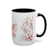 Floral Paper-Cut Accent Coffee Mug — Pink & White Blossom Design (11/15 oz)