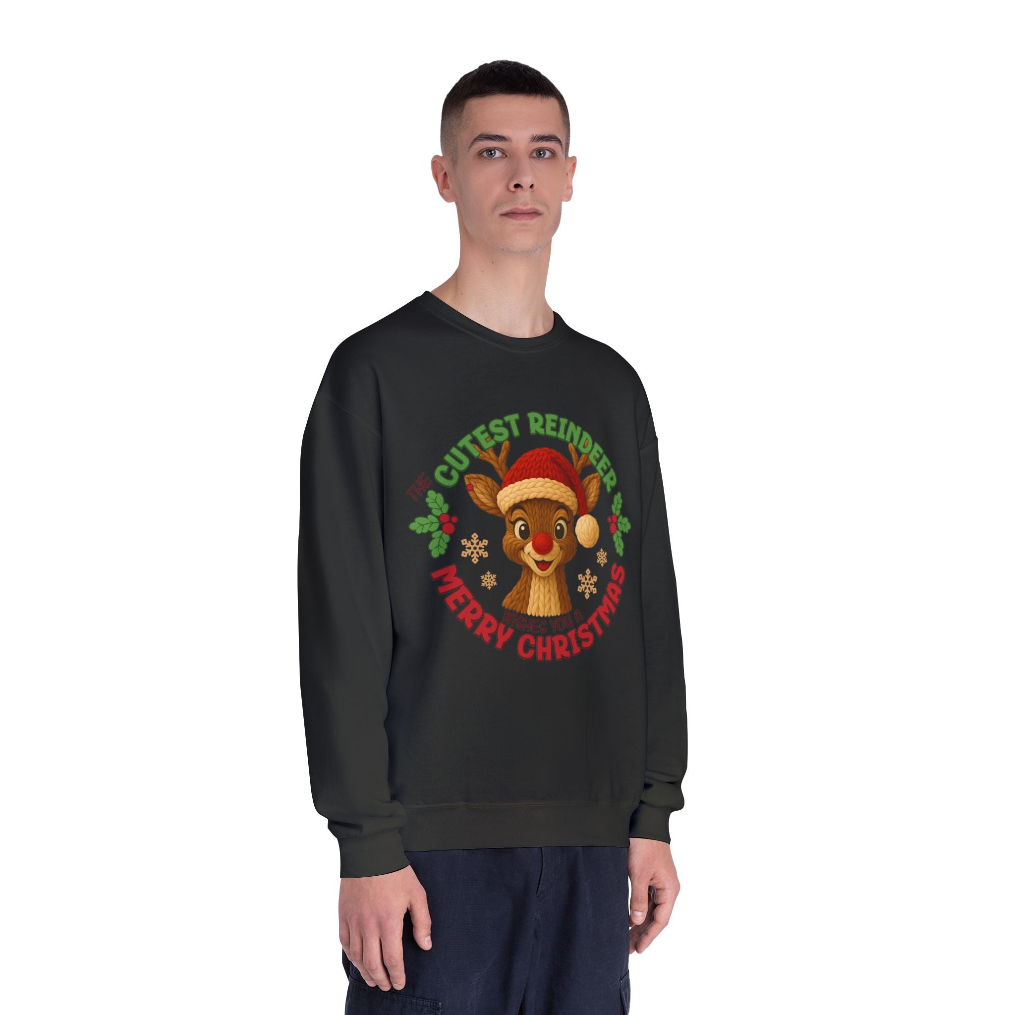 Cute Reindeer Merry Christmas Crewneck Sweatshirt