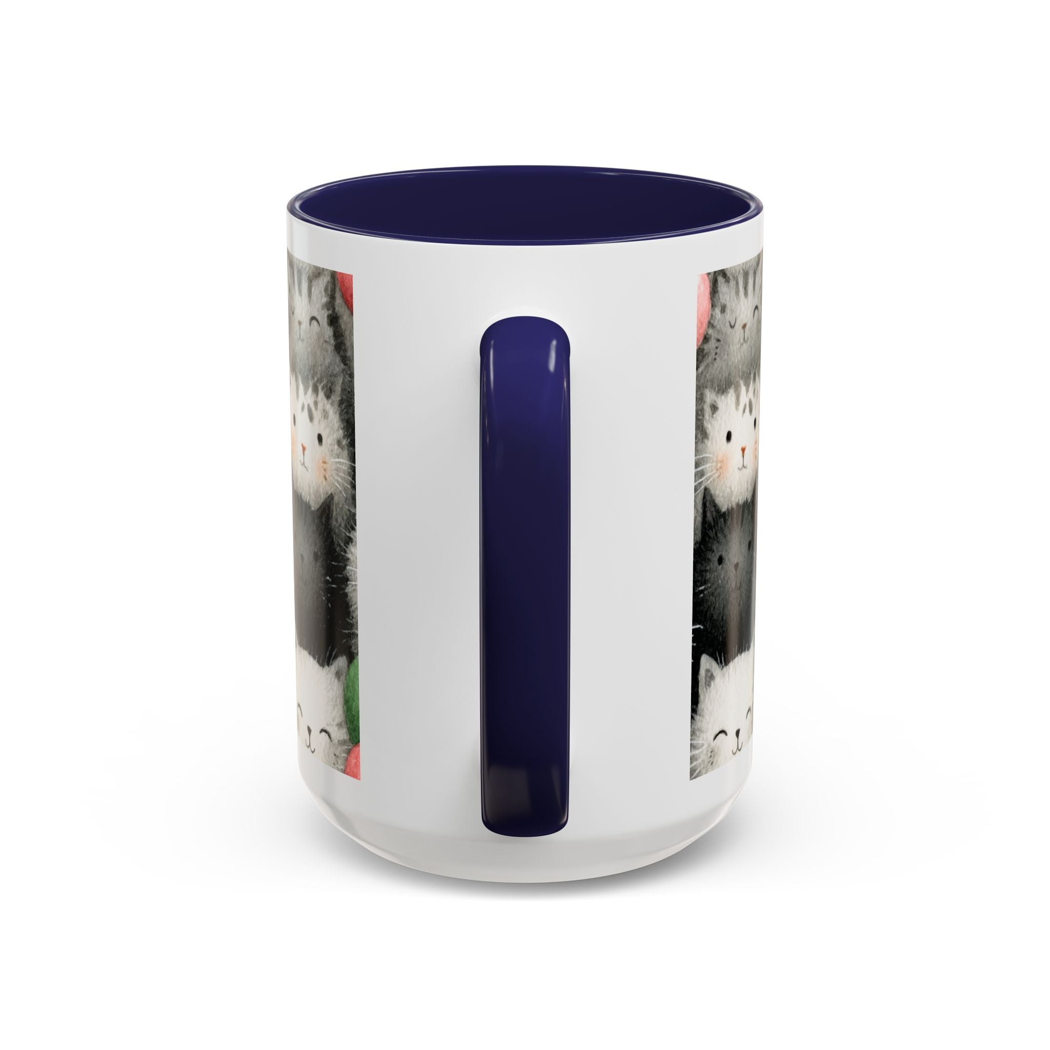 Cute Cat Pattern Accent Coffee Mug — Happy Kittens with Balloons (11/15 oz)