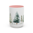 Watercolor Winter Trees Accent Coffee Mug — 11/15oz