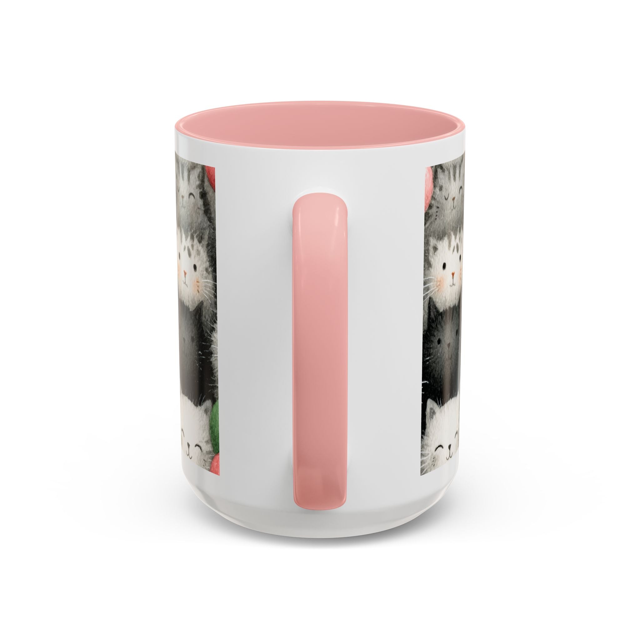 Cute Cat Pattern Accent Coffee Mug — Happy Kittens with Balloons (11/15 oz)