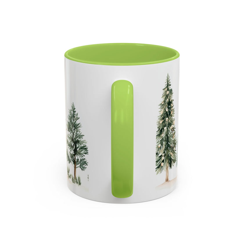 Pine Forest Accent Coffee Mug — Watercolor Christmas Trees (11/15oz)
