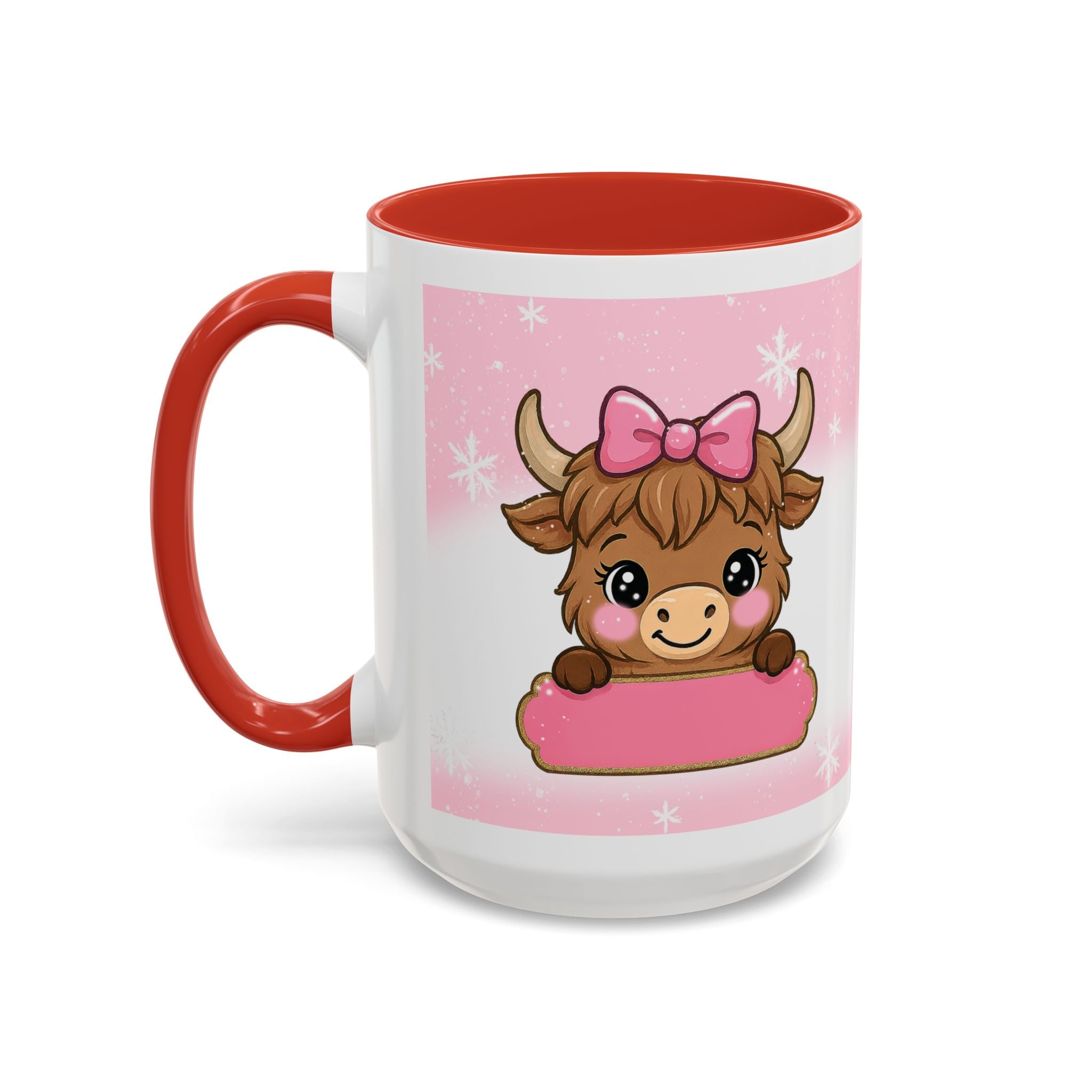 Cute Highland Cow Coffee Mug — Pink Accent Mug with Bow (11/15oz)
